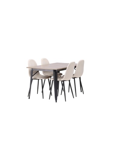 Matgrupp Tempe med Polar matstolar, 140 × 80 cm