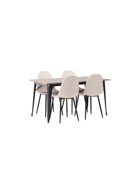 Matgrupp Tempe med Polar matstolar, 140 × 80 cm
