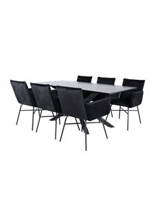 Matgrupp Piazza med Petra matstolar, 180 × 90 cm