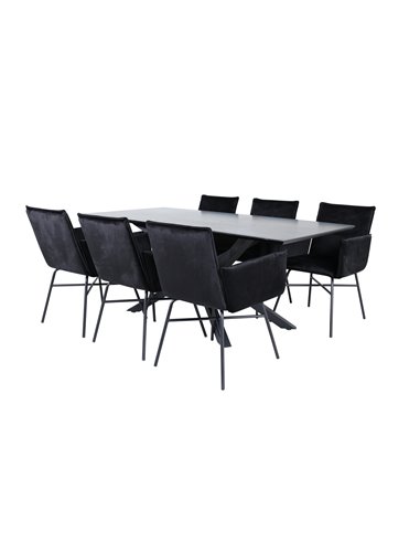 Matgrupp Piazza med Petra matstolar, 180 × 90 cm