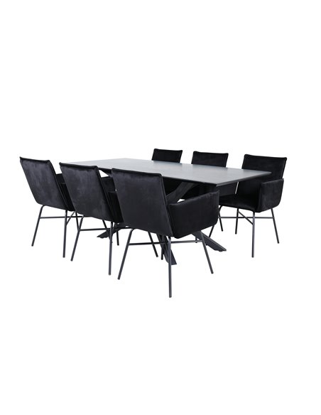 Matgrupp Piazza med Petra matstolar, 180 × 90 cm
