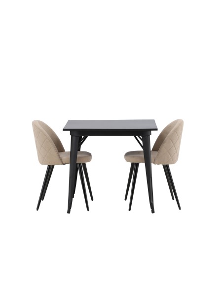 Matgrupp Tempe med Velvet matstolar, 80 × 80 cm
