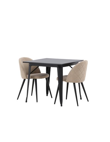 Matgrupp Tempe med Velvet matstolar, 80 × 80 cm