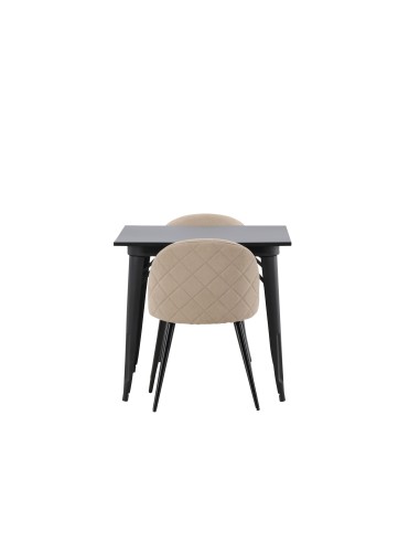 Matgrupp Tempe med Velvet matstolar, 80 × 80 cm