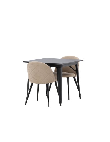 Matgrupp Tempe med Velvet matstolar, 80 × 80 cm