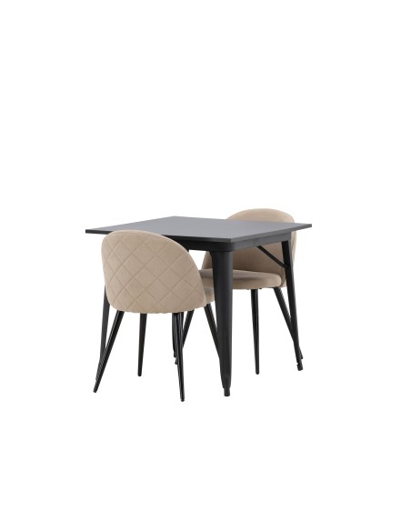 Matgrupp Tempe med Velvet matstolar, 80 × 80 cm