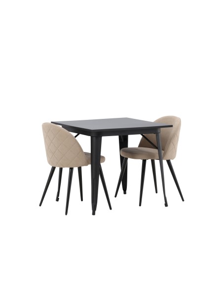 Matgrupp Tempe med Velvet matstolar, 80 × 80 cm
