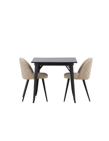 Matgrupp Tempe med Velvet matstolar, 80 × 80 cm