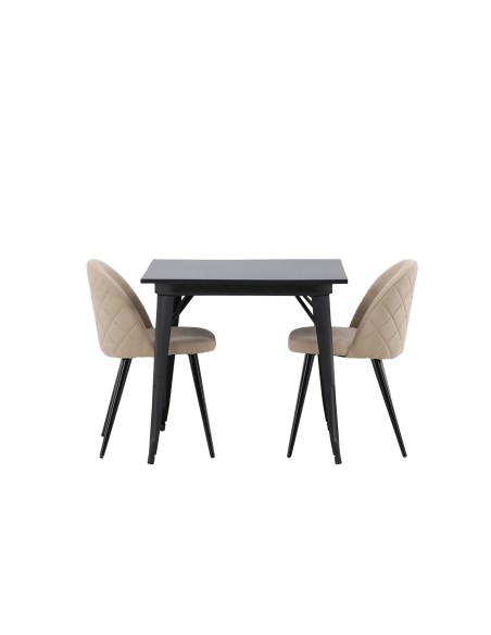 Matgrupp Tempe med Velvet matstolar, 80 × 80 cm