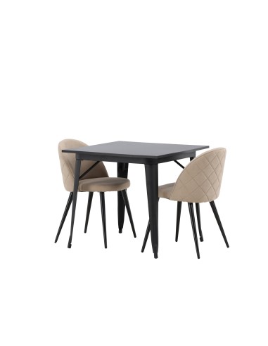 Matgrupp Tempe med Velvet matstolar, 80 × 80 cm