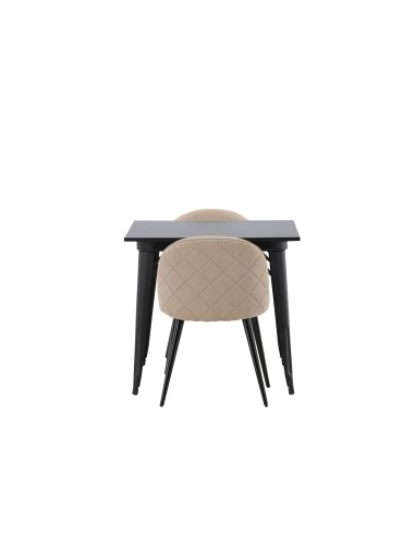 Matgrupp Tempe med Velvet matstolar, 80 × 80 cm