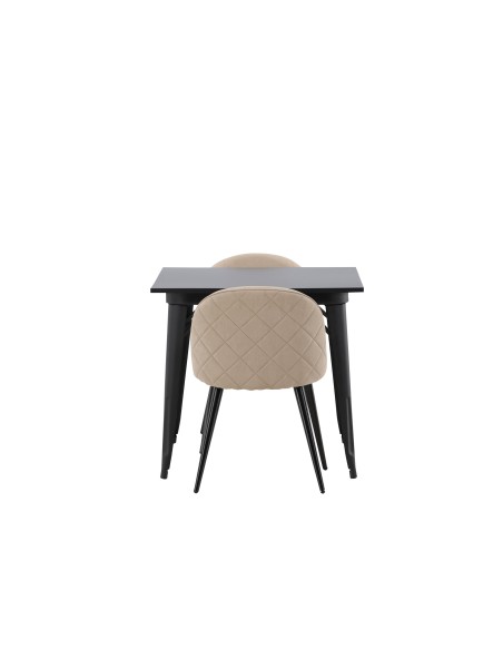 Matgrupp Tempe med Velvet matstolar, 80 × 80 cm