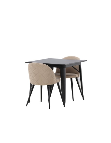 Matgrupp Tempe med Velvet matstolar, 80 × 80 cm