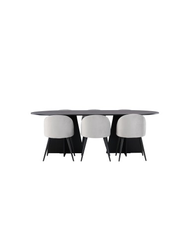 Matgrupp Bootcut med Velvet matstolar, 230 × 115 cm