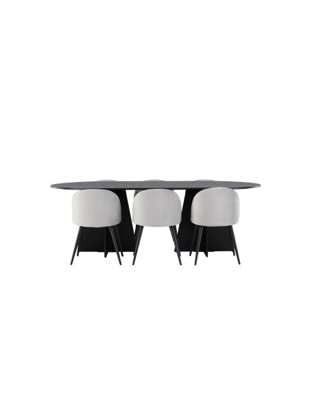 Matgrupp Bootcut med Velvet matstolar, 230 × 115 cm