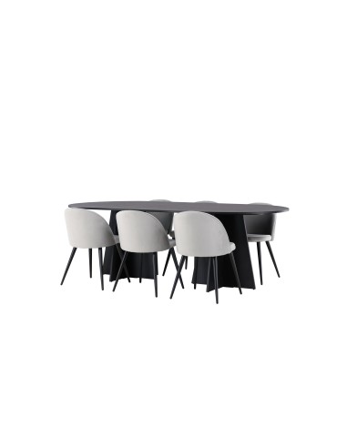 Matgrupp Bootcut med Velvet matstolar, 230 × 115 cm