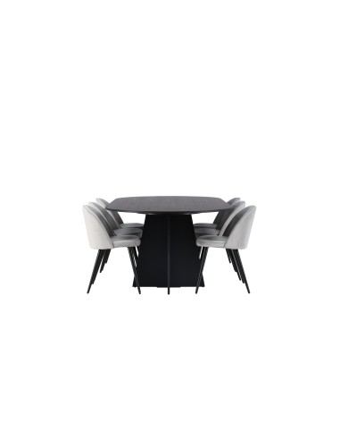 Matgrupp Bootcut med Velvet matstolar, 230 × 115 cm