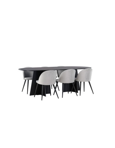 Matgrupp Bootcut med Velvet matstolar, 230 × 115 cm