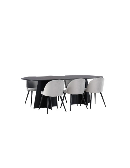 Matgrupp Bootcut med Velvet matstolar, 230 × 115 cm