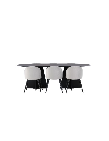 Matgrupp Bootcut med Velvet matstolar, 230 × 115 cm
