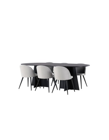 Matgrupp Bootcut med Velvet matstolar, 230 × 115 cm