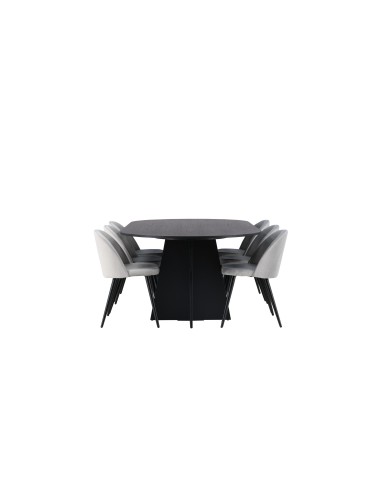 Matgrupp Bootcut med Velvet matstolar, 230 × 115 cm