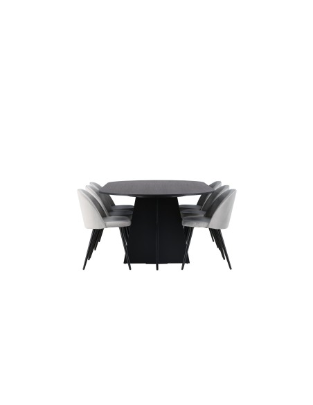 Matgrupp Bootcut med Velvet matstolar, 230 × 115 cm