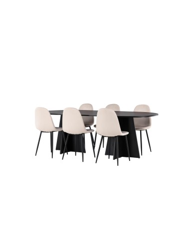 Matgrupp Bootcut med Polar matstolar, 230 × 115 cm