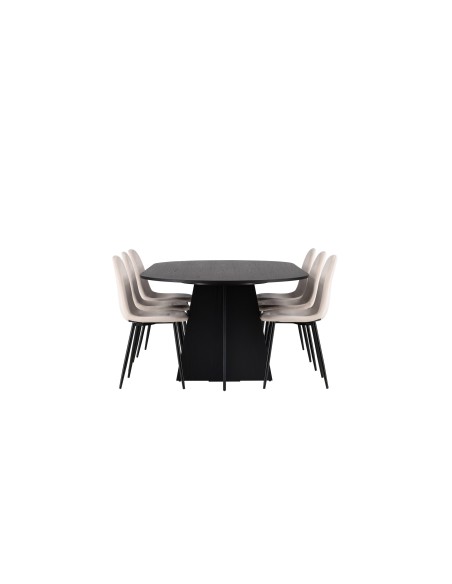 Matgrupp Bootcut med Polar matstolar, 230 × 115 cm