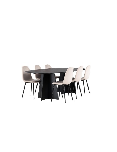 Matgrupp Bootcut med Polar matstolar, 230 × 115 cm