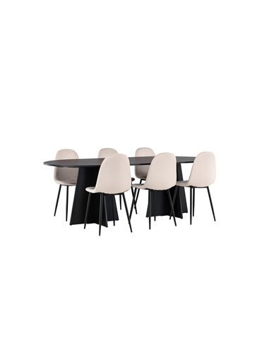 Matgrupp Bootcut med Polar matstolar, 230 × 115 cm