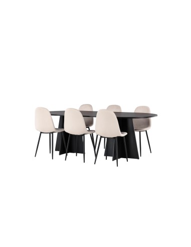 Matgrupp Bootcut med Polar matstolar, 230 × 115 cm