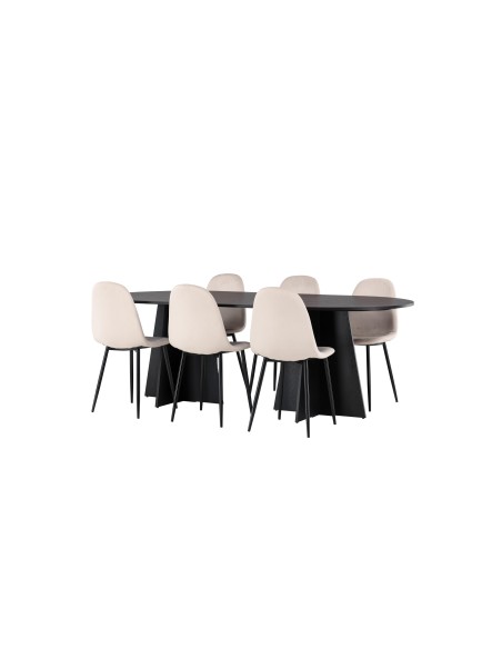 Matgrupp Bootcut med Polar matstolar, 230 × 115 cm