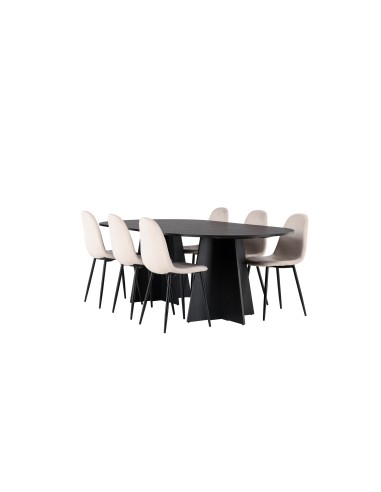 Matgrupp Bootcut med Polar matstolar, 230 × 115 cm