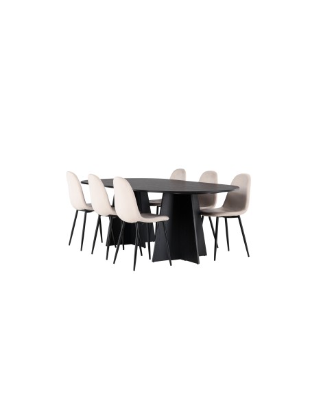 Matgrupp Bootcut med Polar matstolar, 230 × 115 cm