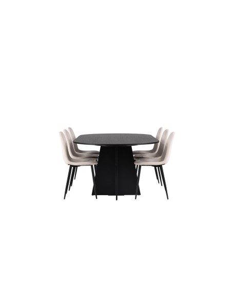 Matgrupp Bootcut med Polar matstolar, 230 × 115 cm