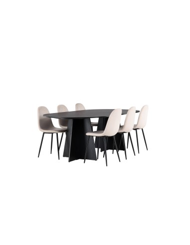 Matgrupp Bootcut med Polar matstolar, 230 × 115 cm