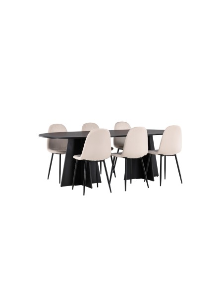 Matgrupp Bootcut med Polar matstolar, 230 × 115 cm