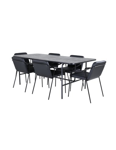 Matgrupp Uno med Tvist matstolar, 200 × 90 cm