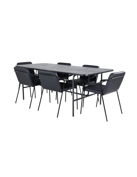 Matgrupp Uno med Tvist matstolar, 200 × 90 cm
