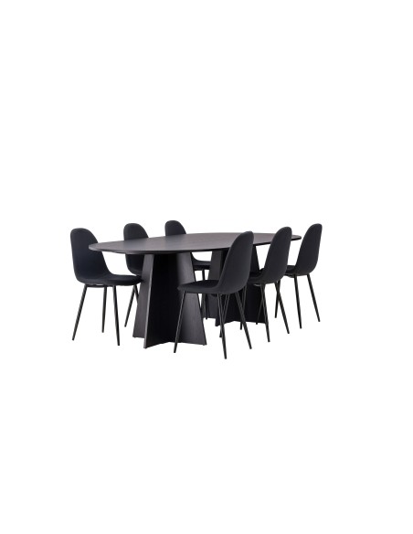Matgrupp Bootcut med Polar matstolar, 230 × 115 cm