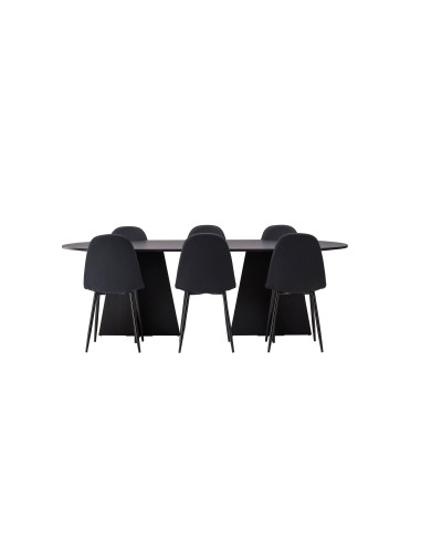 Matgrupp Bootcut med Polar matstolar, 230 × 115 cm