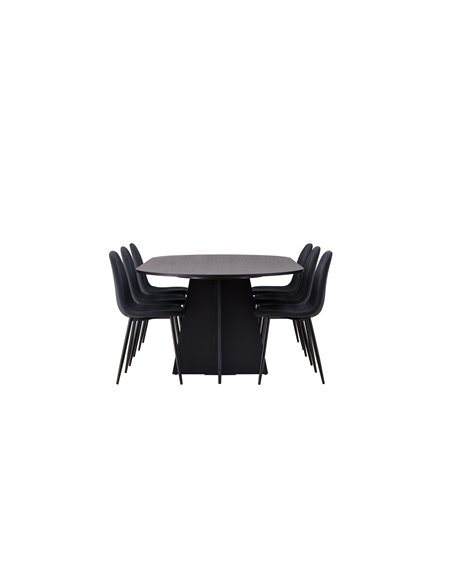 Matgrupp Bootcut med Polar matstolar, 230 × 115 cm