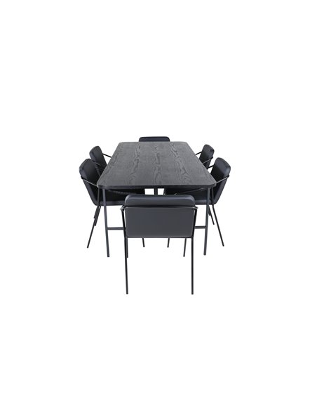 Matgrupp Uno med Tvist matstolar, 200 × 90 cm
