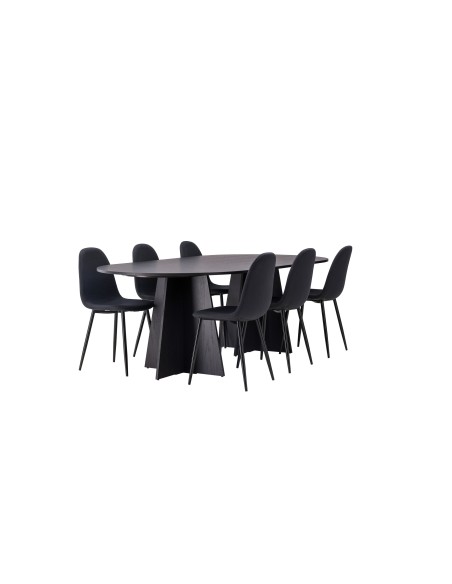 Matgrupp Bootcut med Polar matstolar, 230 × 115 cm