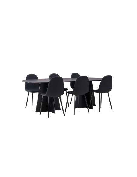 Matgrupp Bootcut med Polar matstolar, 230 × 115 cm