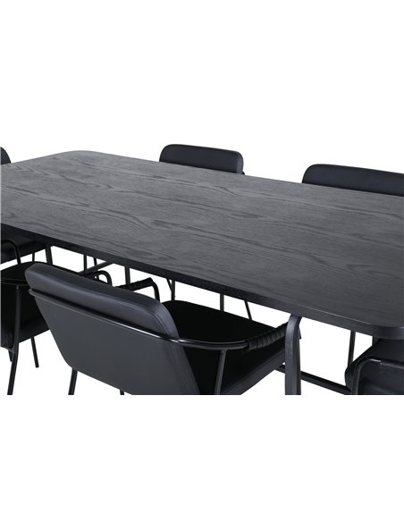 Matgrupp Uno med Tvist matstolar, 200 × 90 cm