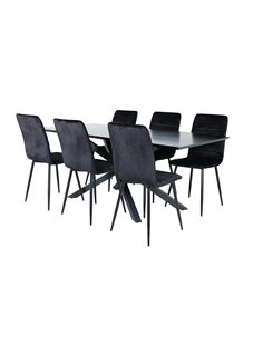 Matgrupp Piazza med Windu matstolar, 180 × 90 cm