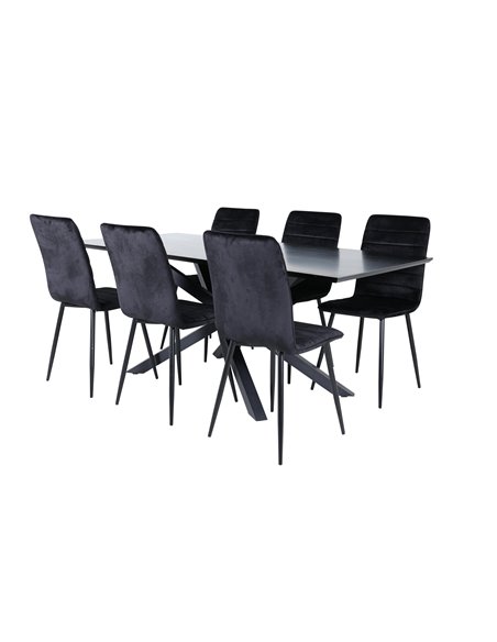 Matgrupp Piazza med Windu matstolar, 180 × 90 cm