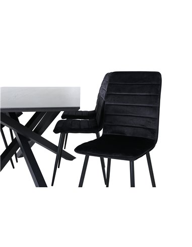 Matgrupp Piazza med Windu matstolar, 180 × 90 cm